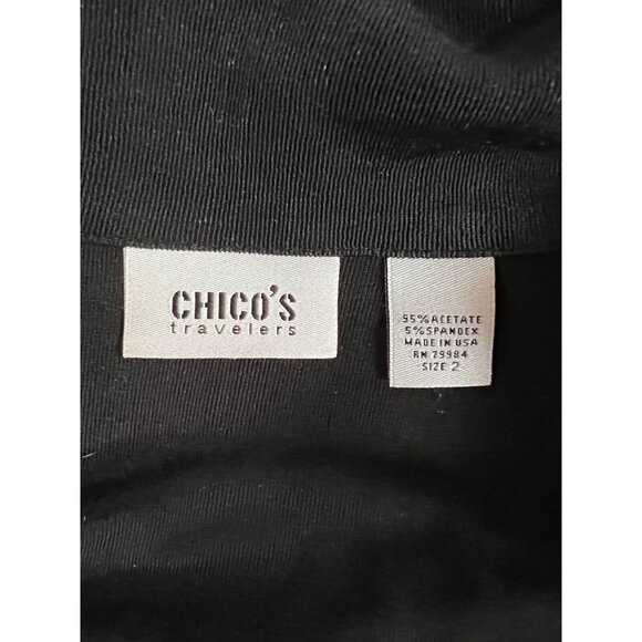 Chicos Travelers Womens Jacket Black Long Sleeve Buttons Notch Collar 2 - Picture 11 of 12